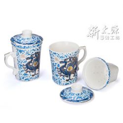藍彩祥瑞三件杯雙入(共4款)