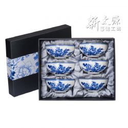 牡青花釉中六入圓杯